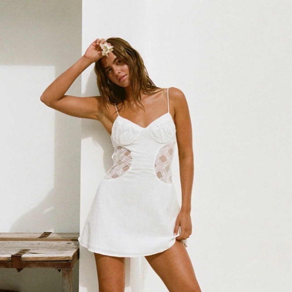 SABO white dress with cut outs! Size S and only worn once!